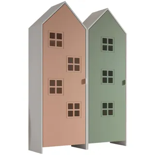 Vipack Kleiderschrank Set Casami Bruges 115,2 x 171,3 x 37 cm Weiß/Pink/Grün