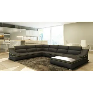 Ecksofa mit USB Ledersofa Polster Wohnlandschaft Couch Sofa Eckgarnitur U Form - Braun