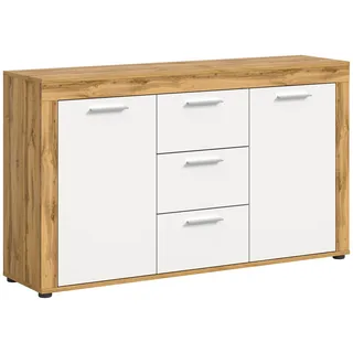 VCM Sideboard Jam 125 x 80 x 35 cm Eiche Wotan / Weiß