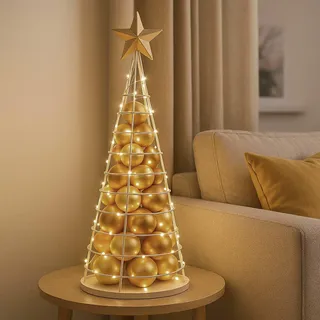 Deko-Baum HWC-O91, Weihnachtsbaum Schmuckbaum Weihnachtsdeko Christbaum zum Beschmücken, Metall 90cm weiß - Weiß