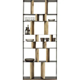 Kare Design Regal Storm, Regal aus Stahl mit Regalwänden aus Holz, Bücherregal, modernes, offenes Regal, kunstvolles Regal, (H/B/T) 234x100x30cm