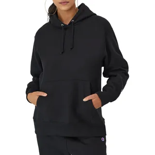 Champion Damen Reverse Weave Pullover Kapuzenpullover, Schwarz, L