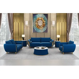 Sofagarnitur 3 2 1 Sitzer Set Design Sofa Polster Couchen Couch Modern Garnitur - Blau