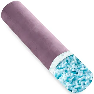AS AWESLING Body Pillow for Adults, Full Body Pilllow for Sleeping, Long Round Cervical Pillow, Bolster Side Sleeper Pillow with Cover (lila-Memory Foam, 120 x 20 cm)