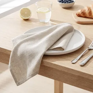 Stoffservietten 10 Stück Leinen und Baumwolle Beige 40x40 cm | Saugfähig und Schnelltrocknend, Waschbar, Faltbar für Besteck, für Hotels Hochzeiten Restaurants