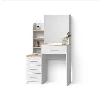 livinity® Schminktisch Loreta Weiß/Sonoma 80 cm