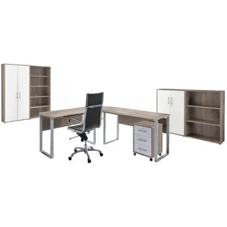 BMG Möbel Büro Office Edition Set 1 Weiß/Sonoma Eiche