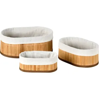KESPER Bambus Körbchen 3er Set 30 x 30 x 10 cm Braun