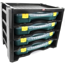 TAYG Multibox N° 3 (inkl. 4 Kleinteileboxen N° 24, Aufbewahrungssystem für Kleinteile, Box stapelbar, für Werkzeug, Maße 530x376x430 mm) 484962