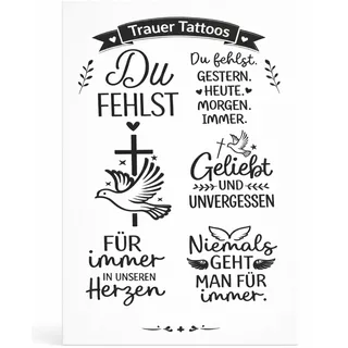 6er Set Kerzentattoos für LED-Grablichter I Trauersprüche & Motive zur Beileidsbekundung I Hochwertige Transfer Sticker für elektrische Kerzen & Kunststoff-Grablichter I Drytogo