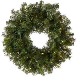 National Tree Company Künstlicher Weihnachts-Türkranz, 60 cm, beleuchtet, Norwood-Tanne, Weihnachtsdeko mit 50 warmweißen LEDs, 250 Zweigspitzen, Timer, grün