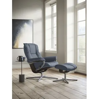 Stressless® »Mayfair« Set, Relaxsessel mit Hocker, mit Hocker, mit Cross Base, Größe S, M & L, Holzakzent Wenge blau