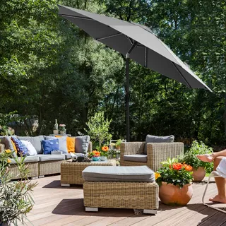SONGMICS Sonnenschirm Ø 270 cm mit 32 LED-Lämpchen UV-Schutz - Grau
