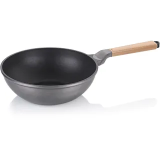 Kela Wokpfanne Vitana Ø30cm H:10cm Griff Buchenholz - Grau