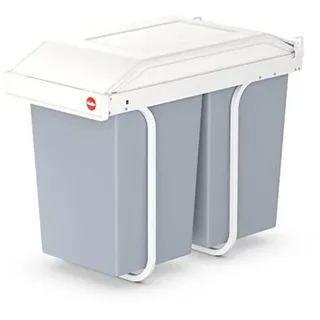 Hailo Multi-Box duo L Einbau-Mülltrennsystem - Doppelmülleimer, 2 x 14 Liter - mit ausziehbaren Inneneimern - 2-fach Abfalltrennsystem für die Küche - cremeweiß