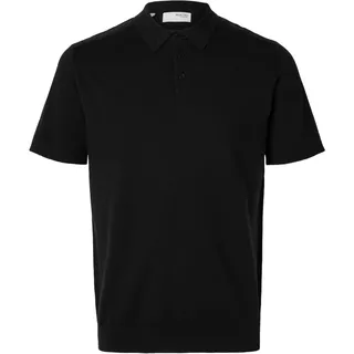 SELETED HOMME Herren Slhberg Knit Noos Poloshirt, Schwarz, M EU