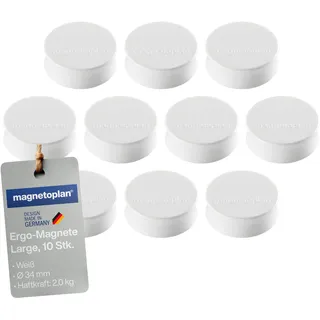 Magnetoplan Ergo-Magnete, large, weiß/Pack a 10 Stück