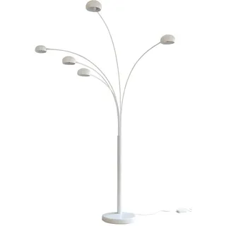 P & B Bogenleuchte , Weiß , Metall , 150x205x36 cm , schwenkbar, Flexarm , Lampen & Leuchten, Innenbeleuchtung, Stehlampen, Bogenlampen