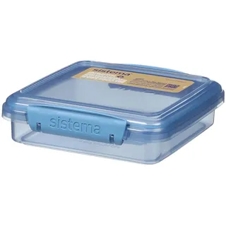 Sistema Ocean Bound Sandwichbox aus Kunststoff, 450 ml, Lebensmittelbehälter und Lunchbox, BPA-frei, aus recyceltem Kunststoff, Blaugrün oder Blau (Farbe nicht wählbar), 1 Stück