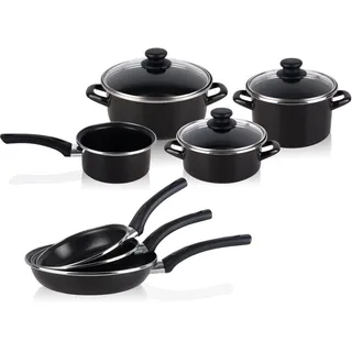 Kochtopf Set, Induktion Set, 7-Teilig + 3 Bratpfannen, Antihaft PFOA Frei  Magef