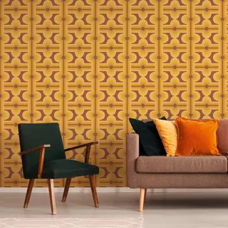 A.S. Création Retro Tapete 70er -Tapete Vintage Grafik Braun Gelb Orange - A.S. Création Vliestapete Retro Chic 395334-8,50m x 0,53m - Made in Germany