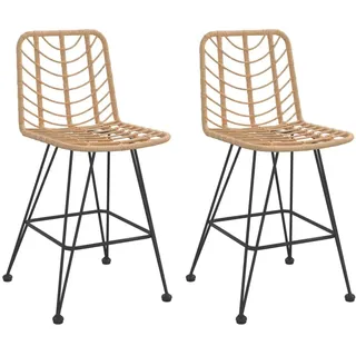 vidaXL Barhocker 2 Stk. 45x56x103,5 cm PE-Rattan und Stahl - Braun