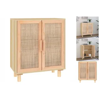 vidaXL Sideboard Braun 60x30x70 cm Massivholz Kiefer und Natur-Rattan