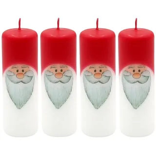 Dekohelden24 Adventskerzen 12 cm 4 St. weiß-rot