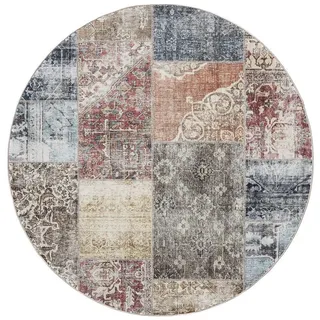 benuta Vintage-Teppich George waschbar ø 120 cm rund , Multicolor , Kunststoff , Vintage , Rund , 120x120 cm , Oeko-Tex® Standard 100 , in verschiedenen Größen erhältlich, rutschfeste Unterfläche, waschbar , Teppiche und Böden, Teppiche, Vintageteppiche
