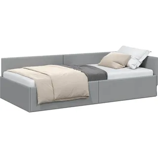 vidaXL Eckbettgestell mit Kopfteil Hellgrau 100 cm x 200 cm Stoff - Hellgrau