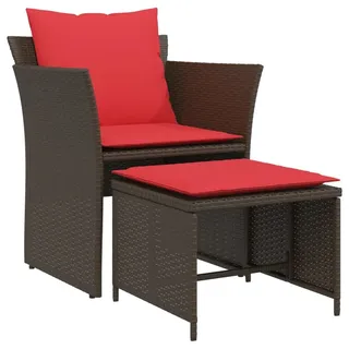 vidaXL Gartenstuhl mit Fußhocker Braun Poly Rattan - Braun