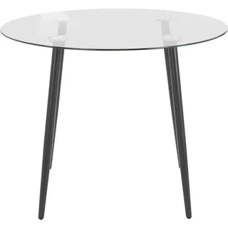 Mid.you Esstisch , Schwarz, Transparent , Metall, Glas , rund , 75x100x100 cm , gastro- und objekttauglich , Esszimmer, Esstische, Esstische Glas