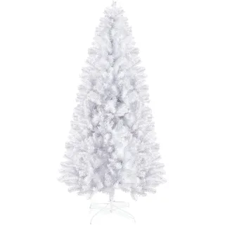 Weißer Weihnachtsbaum von Prextex - 180cm Hoch, 1200 Spitzen - Hochwertiger Ausklappbarer Künstlicher Weihnachtsbaum, Beschneite Fichte in Weiß, Leicht und Einfach Aufzubauen mit Metallständer