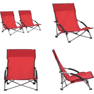 vidaXL Klappbare Strandstühle 2 Stk. Rot Stoff - Strandstuhl - Strandstühle - Campingstuhl - Campingstühle - Rot