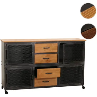 Sideboard HWC-N28, Kommode, Rollen 4 Schubladen, 3D-Struktur Industrial Retro Metall Holz 90x150x40c