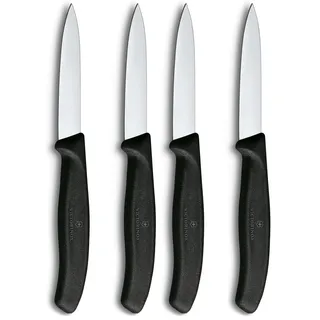 Victorinox Swiss Classic, Schäl- und Gemüsemesser Set, 2teilig, Extra Scharfe Klinge, Gerader Schliff für Präzise Schnitte, 8 cm, Rostfreier Stahl, Schwarz (Packung mit 2)