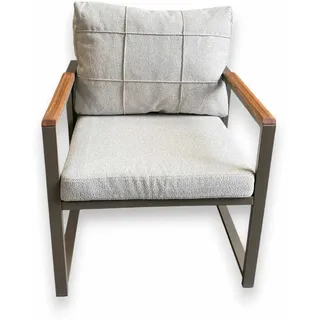 Hanah Home Stilvolles Garten-Lounge-Set (3-teilig), Beige, 2-Sitzer-Sofa & Ohrensessel | 100% Metall, pflegeleichter Stoff | Ideal zum Entspannen im Freien