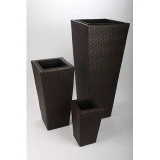 point-garden 3x Blumenkübel Pflanzkübel Pflanzgefäß Blumentopf Polyrattan