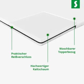 Kaltschaum-Topper 200x200 - Matratzenauflage für sämtliche Matratzen - Weiß