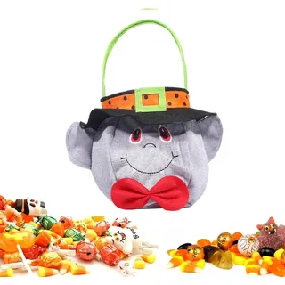 Halloween Korb Kürbis Tasche Cosplay Liefert Halloween Dekorationen Süssigkeit Tasche mit Bogen Trick oder Behandeln, grau - Grau