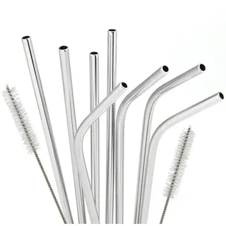bremermann Trinkhalme, silber , Edelstahlfarben , Metall , 21.5 cm , Barzubehör & Weinzubehör, Barzubehör