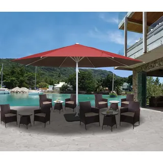 Sonnenschirm Meran II, Gastronomie Marktschirm, Ø 5m Polyester/Alu Mast weiß 28kg rot mit Ständer - Rot