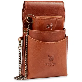 MATADOR Kellnerportemonnaie Leder #VICIO inkl. XXL Kellnertasche mit Gürtel Schlaufe, Luxus Kellner Geldbörse Leder mit edler Geschenk Box und RFID Schutz inkl. robuster Metall Kette, Braun Vintage
