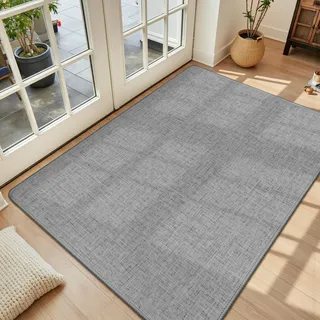 LEKEEPGO Fußmatte Innen 90 x 150 cm, Waschbar rutschfest Schmutzfangmatte, Sauberlaufmatte, Eingangstürmatte, Dünne Türmatte Strapazierfähige Teppich für Eingang, Haustür, Innen, Grau