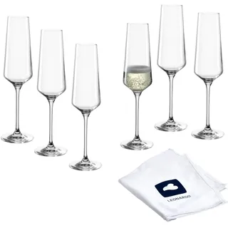 LEONARDO HOME Sektgläser PUCCINI (6er Set) inkl. Poliertuch • Spülmaschinenfeste Prosecco-Kelche (280 ml) • Stoßfest & Alltagstauglich • 040979