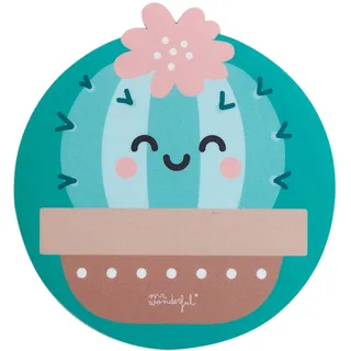 Wondee Mr Wonderful Mauspad Größe S (240 x 200 mm) Stoff Mousepad Design Kaktus, geeignet für Büro und Gaming Maus