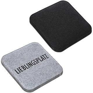 Cepewa 6er Set Sitzauflage Filz Lieblingsplatz Sitzkissen Stuhlauflage Wendekissen eckig 2-farbig anthrazit hellgrau (1 x 6er Set Sitzauflage Filz)