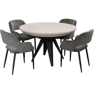 Masseno Ausziehbar Esstisch GLOBO 120 - 220 cm x 120 cm Rund Tisch für Wohnzimmer, Küche, Weiß - Weiß
