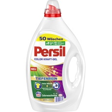Persil Color Kraft-Gel (50 Waschladungen), Flüssigwaschmittel mit Tiefenrein Technologie, Colorwaschmittel für reine Wäsche und hygienische Frische für die Maschine, wirksam ab 20 °C