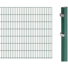 Alberts 641429 Doppelstabmattenzaun als Zaun-Komplettset | verschiedene Längen und Höhen | kunststoffbeschichtet, grün | Höhe 143 cm | Länge 2,5 m
